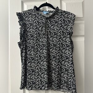 Womens black and white flower blouse